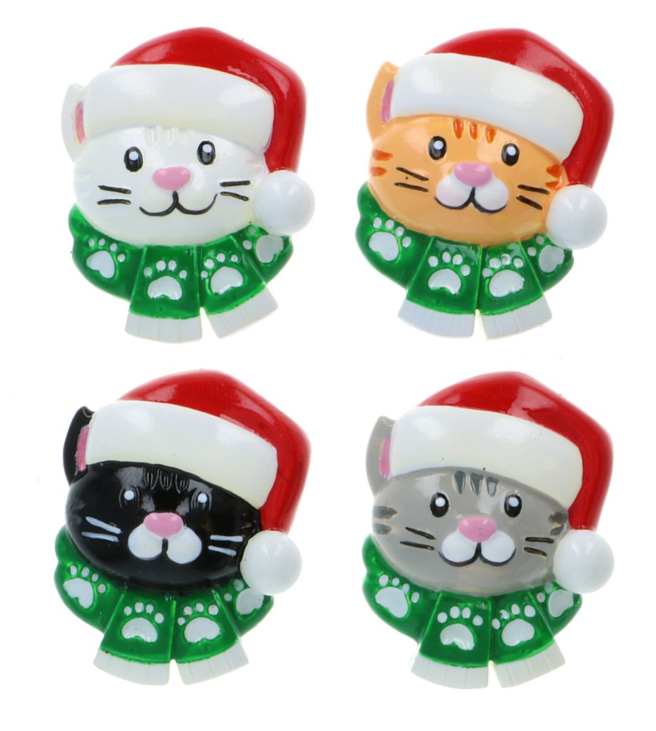 Cat Attachment with Christmas Scarf Add to your Family Decoration