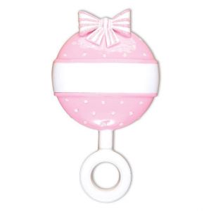 Pink Baby Rattle Personalised Christmas Ornament