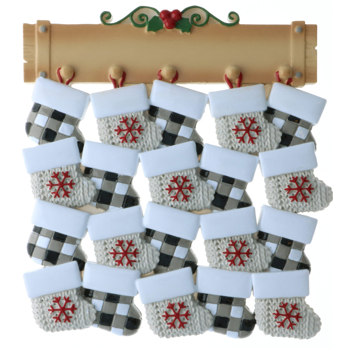 Stockings on Shelf for 20 names Personalised Christmas Decoration