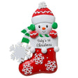 Baby Snowman in Stocking (Red)