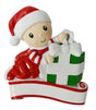 Baby Opening a Present Red and Green Personalised Christmas Decoration