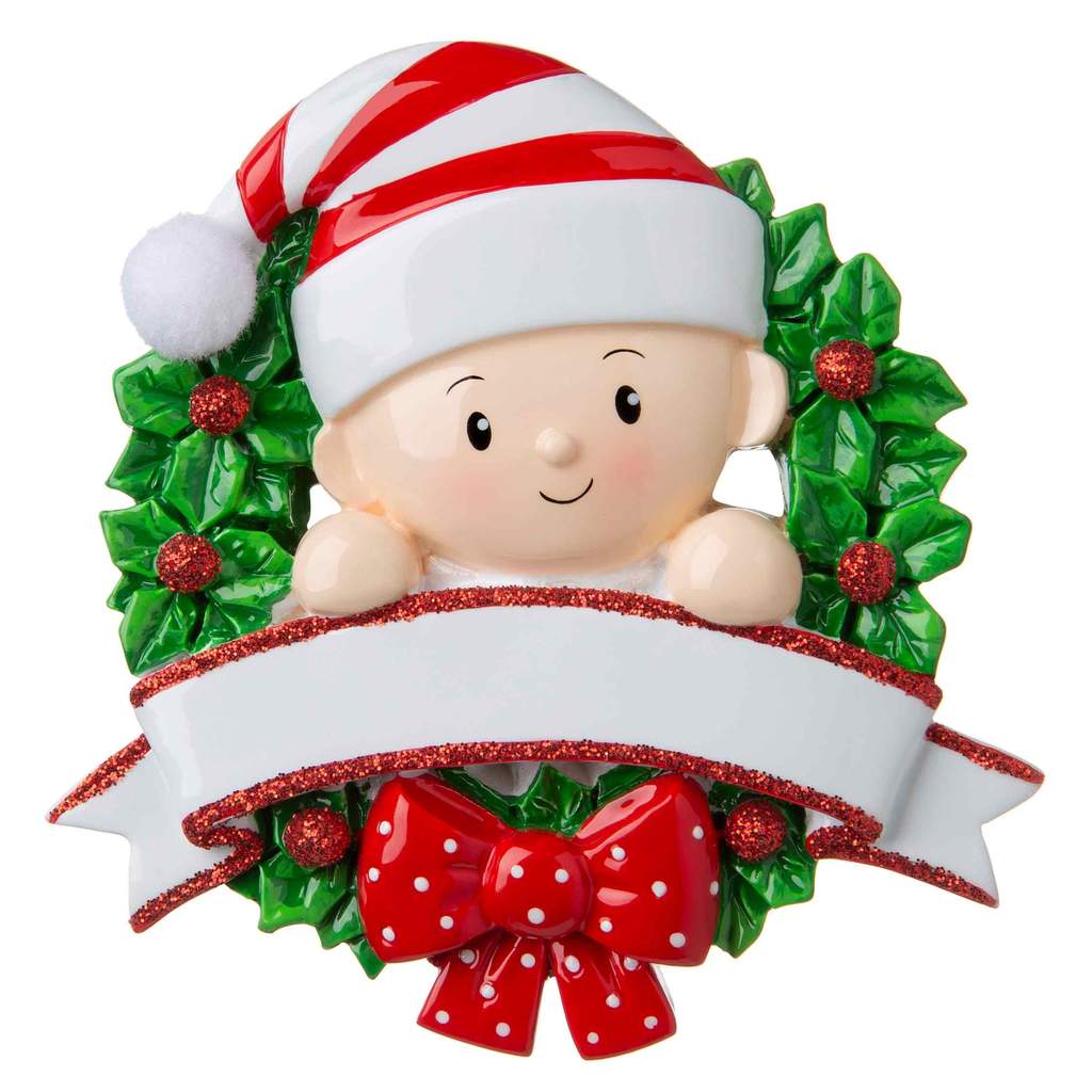 Baby in a Wreath Red and Green