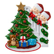 Family Peeking over the Bannisters for a family of 2 / couple Personalised Christmas Decoration