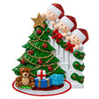 Family Peeking over the Bannisters for a family of 3 Personalised Christmas Decoration