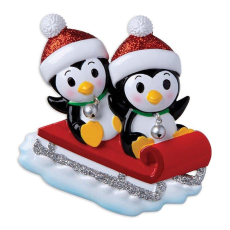Penguin Family - Couple On Red Sled