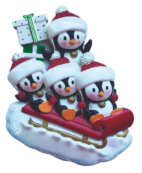 Penguin Family of 4 on sled