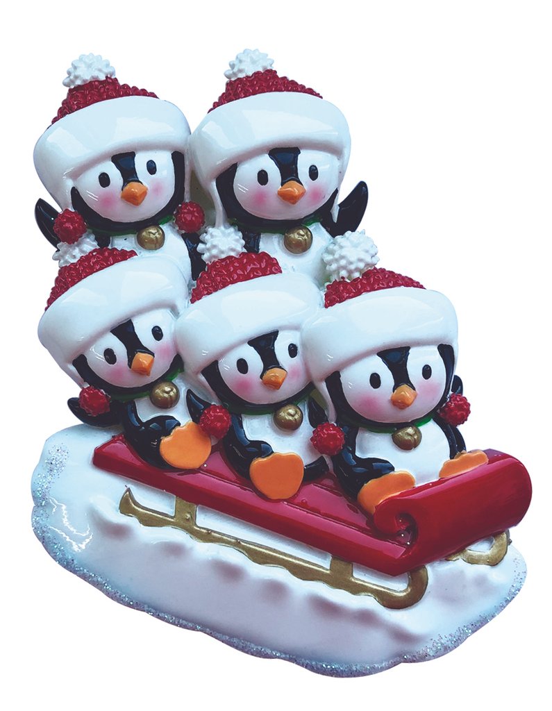 Penguin Family of 5 on sled