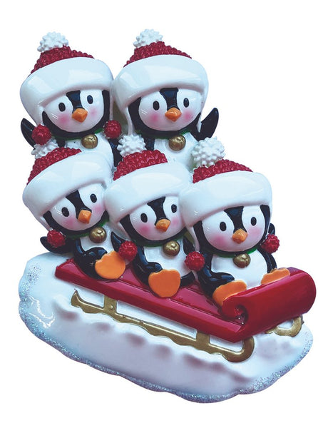 Penguin Family of 5 on sled