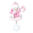 Snowbaby with Candy Cane (Pink) Personalised Christmas Decoration