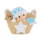 Baby in Basket (Blue) Personalised Christmas Decoration