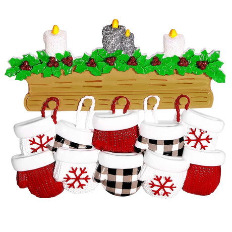 Mitten Family of 10 Personalised Christmas Decoration