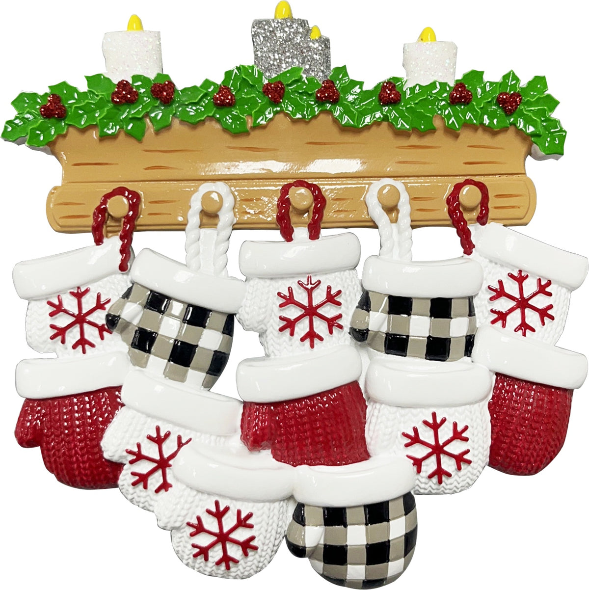 Mitten Family of 12 Personalised Christmas Decoration