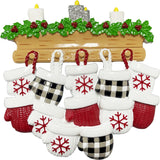 Mitten Family of 12 Personalised Christmas Decoration