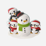 Family Building a Snowman (Family of 3) Personalised Christmas Decoration