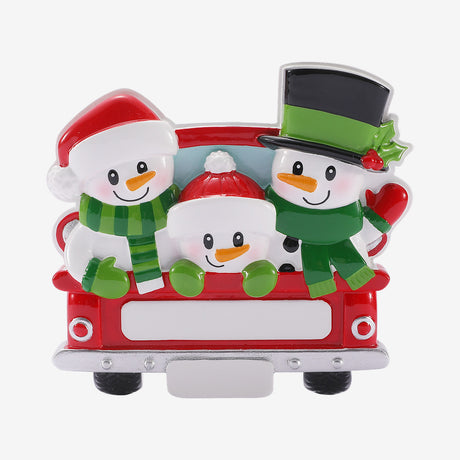 Back of Red Truck (Family of 3) Personalised Christmas Decoration