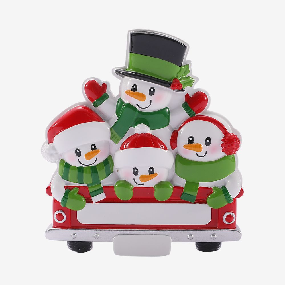 Back of Red Truck (Family of 4) Personalised Christmas Decoration
