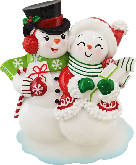 Cute Snowman Couple - Personalised Christmas Decoration