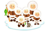 Eskimo Family of 6 Personalised Christmas Ornament