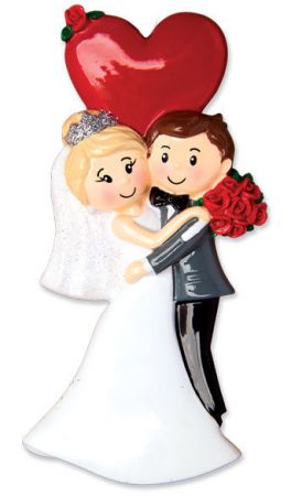 A Wedding Couple under Red Love Heart Personalised Christmas decoration