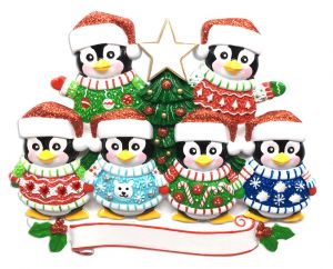 Cute Sweater Family of 6 Personalised Christmas Ornament