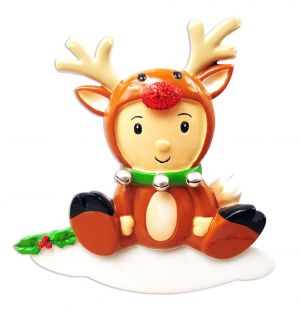 Baby in Reindeer Suit Personalised Christmas Decoration