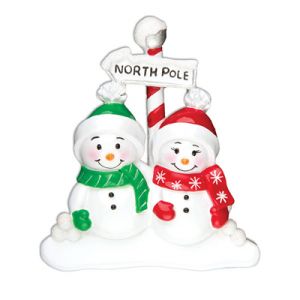 North Pole Family of 2 Personalised Christmas Decoration