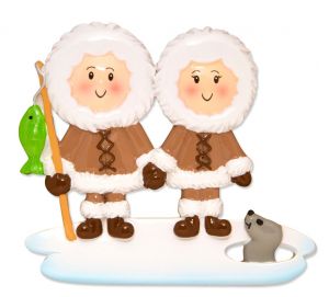 Eskimo Family Couple Personalised Christmas Ornament