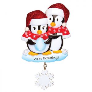 We are Expecting Penguins Personalised Christmas Decoration