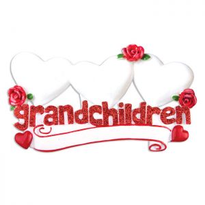 Grandchildren Hearts x 3 Personalised Christmas Decoration