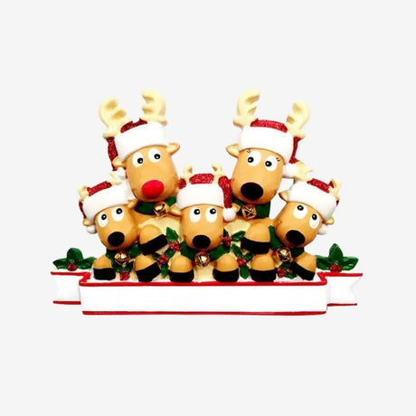 New Reindeer Family of 5 Personalised Christmas Decoration