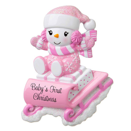 Snowbaby on Sled Pink