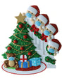 Masked Family Peeking over the bannisters for a family of 4 Personalised Christmas Decoration