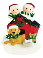 Family of 2 with their Dog Personalised Christmas Decoration