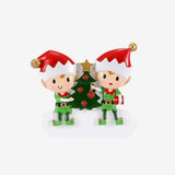 Elves Family doing stuff for 2 Personalised Christmas Decoration