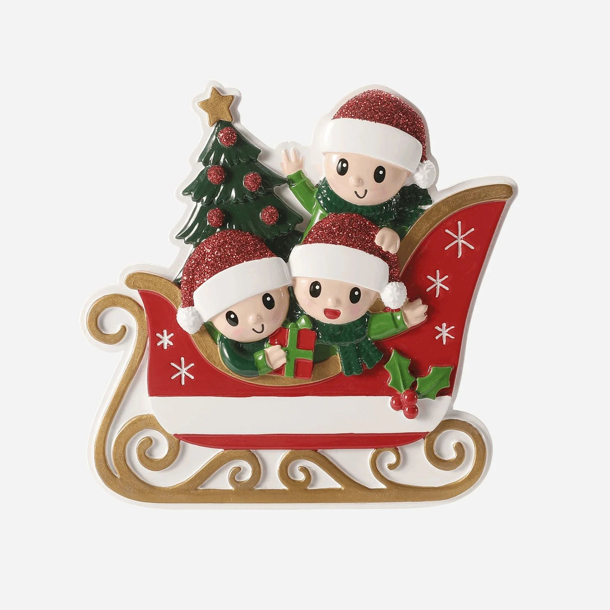 Family in Sleigh with 3