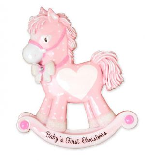 Baby Girl Rocking Horse (New) Personalised Christmas Ornament