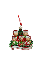 Opening Presents (family of 5) Personalised Christmas Ornament