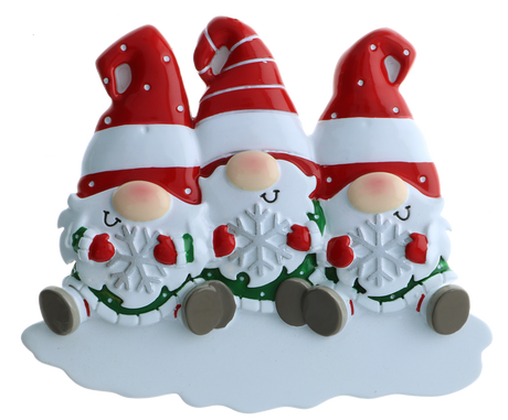Gnome Family of 3 Personalised Christmas Decoration