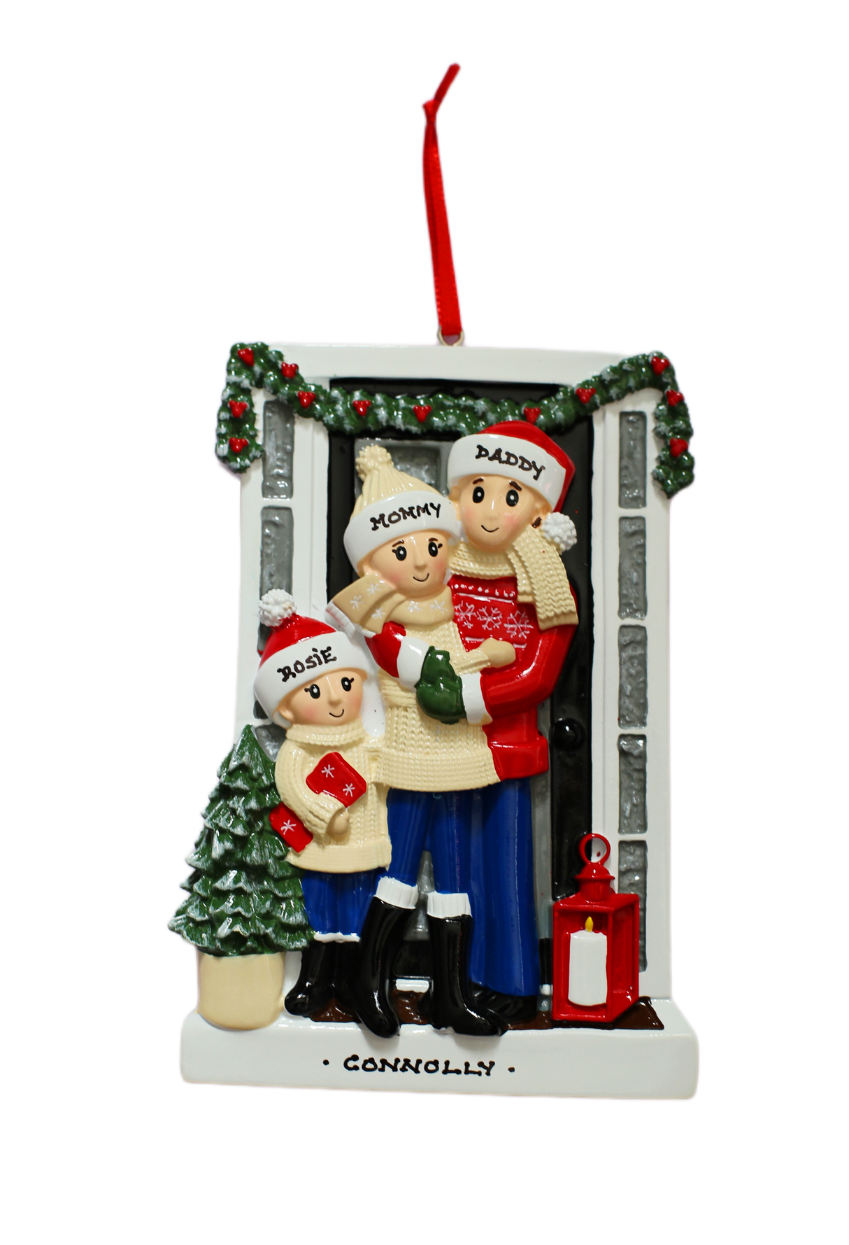 Farmhouse Family - Family of 3 - Personalised Christmas Decoration