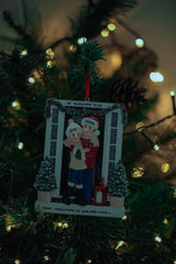 Farmhouse Family - Couple - Personalised Christmas Decoration hanging on a Christmas tree