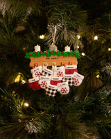 Mitten Family of 11 Personalised Christmas Decoration hanging on a Christmas tree