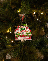 Back of Red Truck (Family of 4) Personalised Christmas Decoration hanging on a Christmas tree