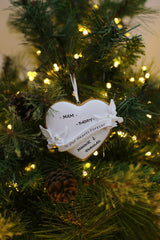 In Our Hearts Forever hanging on a Christmas tree