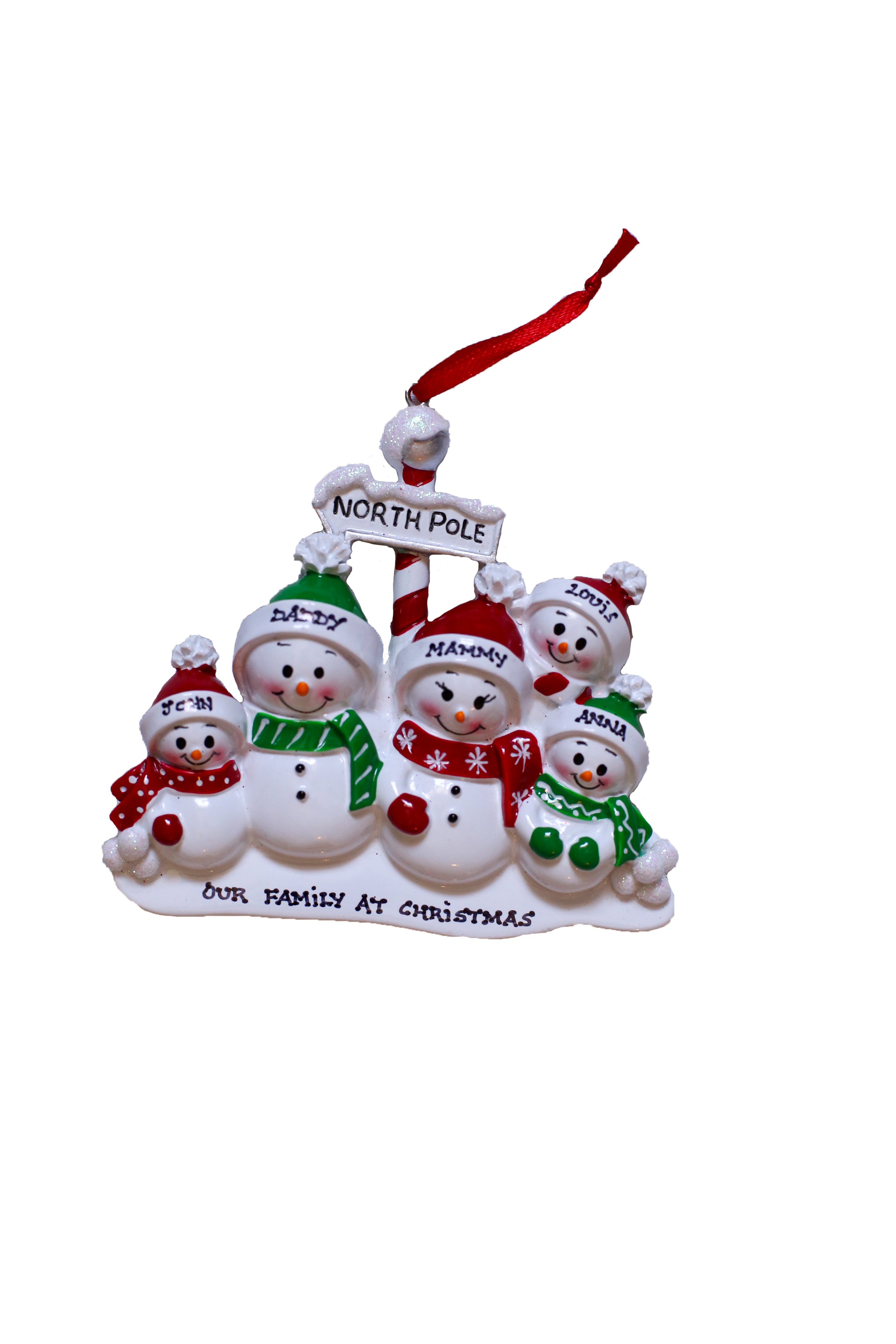 North Pole Family of 5 Personalised Christmas Decoration